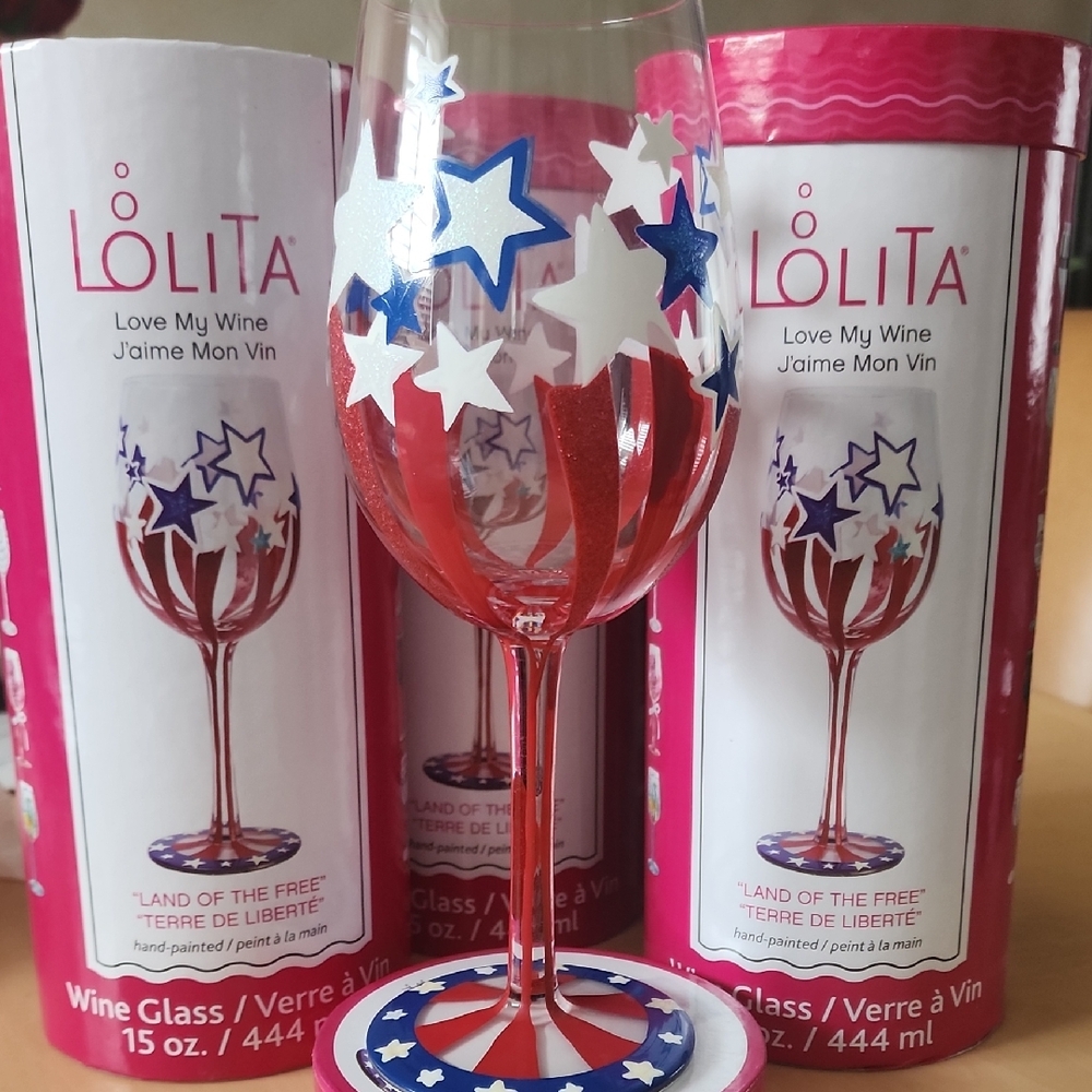 Lolita Star-Spangled Wine Glass